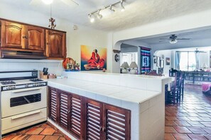 Condo, Multiple Beds, Pool Access, Ocean View (604 Vista del Sol) | Private kitchen | Coffee/tea maker, dining tables