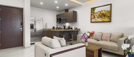 Departamento, 1 cama King size, hidromasaje, vista al océano (Nayri 606) | Área de sala de estar