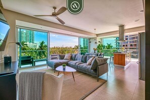 Apartment, Multiple Beds, Terrace, Ocean View (Península T1 3E) | Living area - Luxury Oceanfront 2BR Condo With Private Balcony (Puerto Vallarta)
