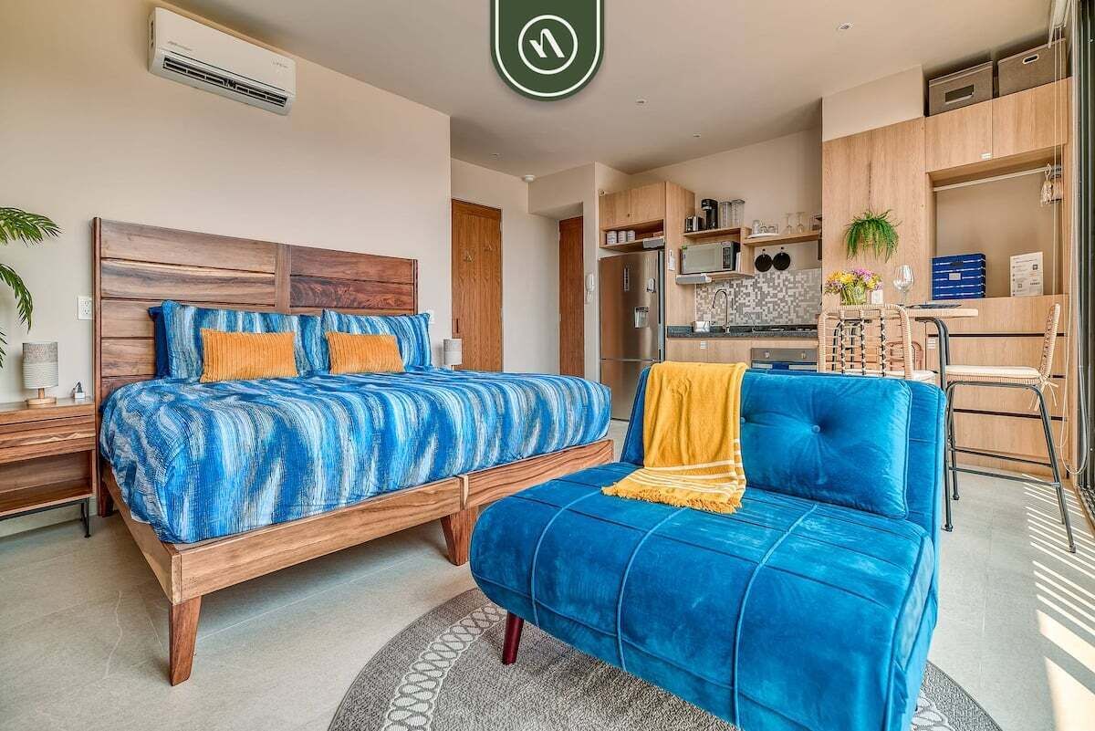 Studiolejlighed - 1 kingsize-seng - balkon - byudsigt (Makare 403) | 1 soveværelse, individuelt design, individuel indretning, sengetøj