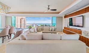 Apartment, Multiple Beds, Kitchen, Ocean View (Shangri-La T5-7B) | Living area