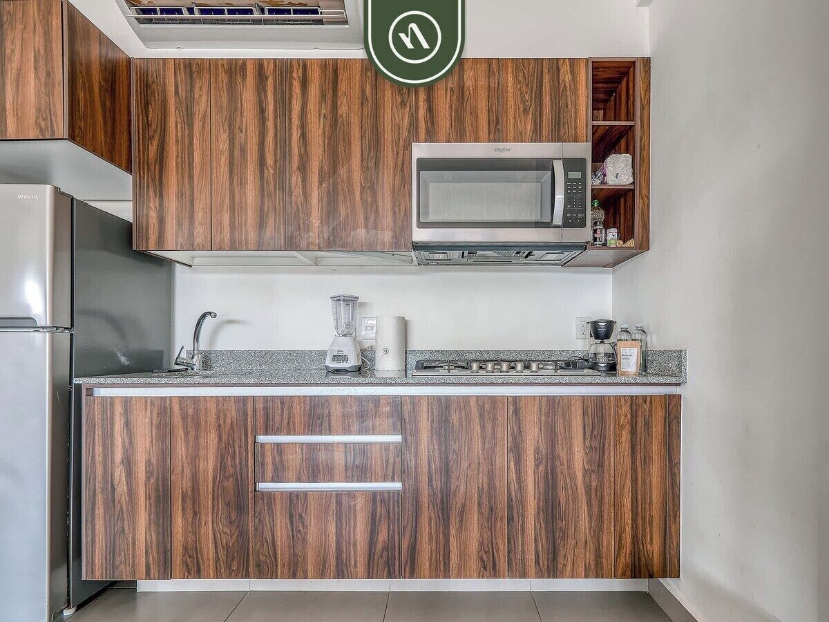 Departamento, 2 camas Queen size, cocina, vista a la playa (Puerta arena J22) | Cocina privada