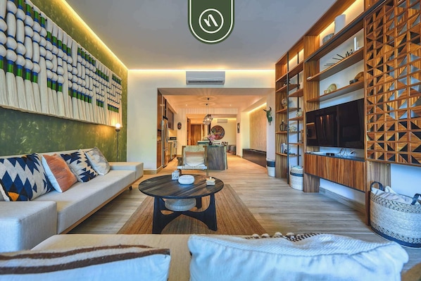 Apartment, Multiple Beds, Kitchen, Ocean View (Lofts Delfines 1A) | Living area | 42-inch flat-screen TV with digital channels