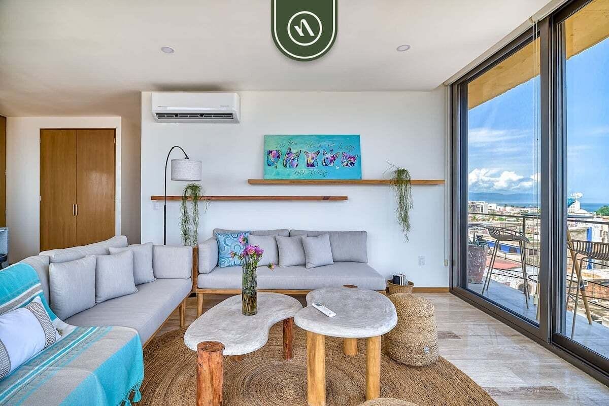 Apartment, Mehrere Betten, Küche, Meerblick (Koralion 4D) | Wohnbereich