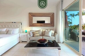Studio, 1 King Bed, Balcony, Partial Ocean View (Playa Royale Tower 1 1133) | Living area - Amazing Studio With Terrace Overlooking the Ocean (Nuevo Nayarit)