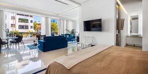 Leilighet, 1 kingsize-seng, peis, havutsikt (Pier 57 201) | 1 soverom, individuelt dekorert, individuelt innredet og sengetøy