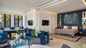 Apartment, 1 King Bed, Fireplace, Ocean View (Pier 57 201) | 1 bedroom, individually decorated, individually furnished, bed sheets