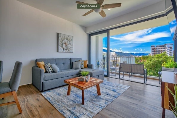 Apartment, Multiple Beds, Kitchen, Beach View (Verde Mar Living 405) | Living area | 42-inch flat-screen TV with digital channels