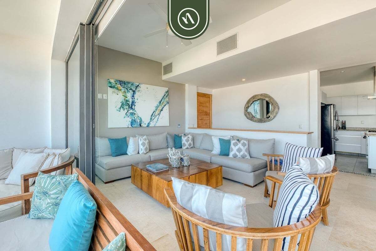 Apartment, Multiple Beds, Kitchen, Beach View (Joya Departamento 5) | Living area | 42-inch flat-screen TV with digital channels