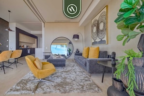 Living area - Luxury 1BR Condo - Rooftop Pool - Bay View (Puerto Vallarta)