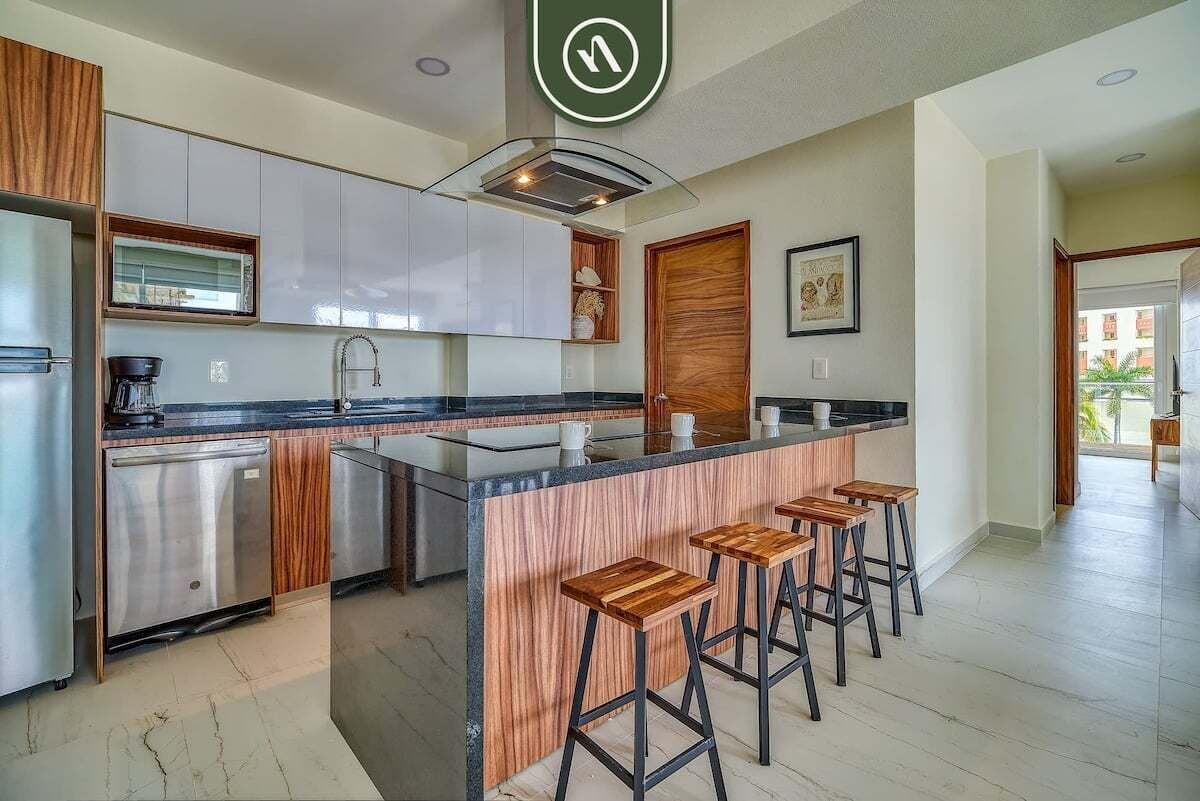 Departamento, varias camas, balcón, vista a la playa (Quinta San Miguel 404 T3) | Cocina privada