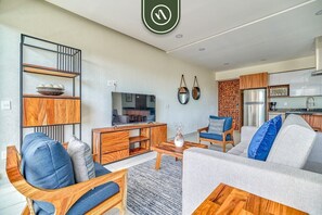 Departamento, varias camas, balcón, vista a la playa (Quinta San Miguel 404 T3) | Área de sala de estar