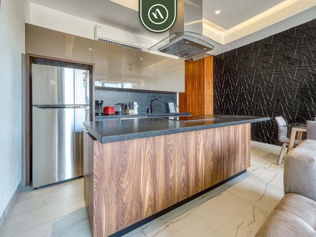 Apartemen, 1 Tempat Tidur Queen, jet tub, pemandangan samudra (Madero 320 B103) | Dapur pribadi | Ketel listrik