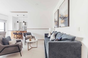 Apartment, Multiple Beds, Kitchen, Beach View (DellaTerra 1A) | Living area | 42-inch flat-screen TV with digital channels - Cozy 2BR House 2 min to the Beach - Pool - Terrace (Bucerías)