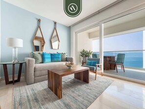 Apartment, 1 King Bed with Sofa bed, Kitchen, Ocean View (Harbor 171 Torre Norte 2104) | Living area | 42-inch flat-screen TV with digital channels - Amazing Apt With Ocean View - King Bed (Puerto Vallarta)