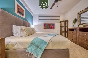 Departamento, varias camas, cocina, vista al océano (Dterrace 102) | 2 habitaciones, decoración personalizada y muebles diferentes 