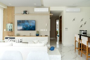 Condo, Multiple Beds, Kitchen, Pool View (Quinta San Miguel T1 101) | Living area | 42-inch flat-screen TV with digital channels