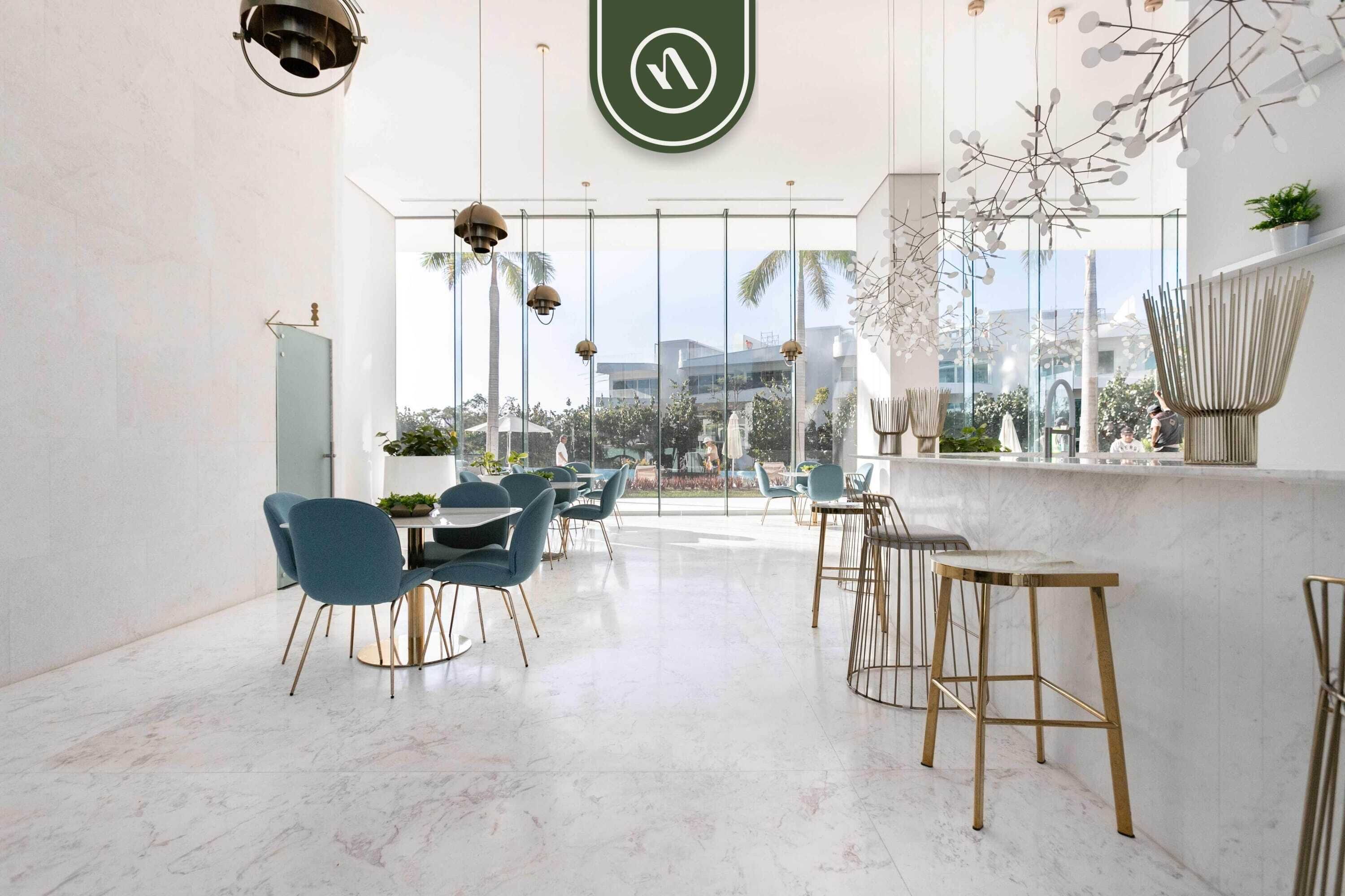 Departamento, 2 camas Queen size, cocina, vista a la alberca (Maritima Golf 5J) | Restaurantes