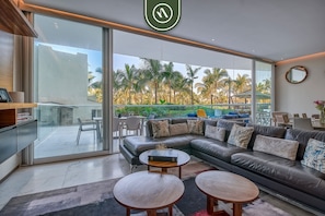 Apartment, Multiple Beds, Kitchen, Ocean View (Maritima Playa 1P) | Living area