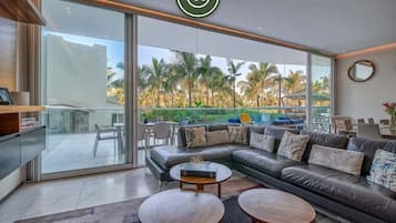 Apartment, Mehrere Betten, Poolzugang, Meerblick (Maritima Playa 1P) | Wohnbereich