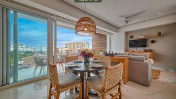 Departamento, 1 cama King size y sofá cama, cocina, vista al océano (Dsire 402) | Restaurantes