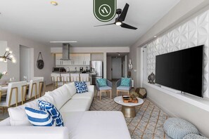 Apartment, Multiple Beds, Kitchen, Ocean View (Marival Residences PH 615) | Living area | 42-inch flat-screen TV with digital channels - Luxury 4 BR PH in Marival Hotel With Private Pool (Nuevo Nayarit)