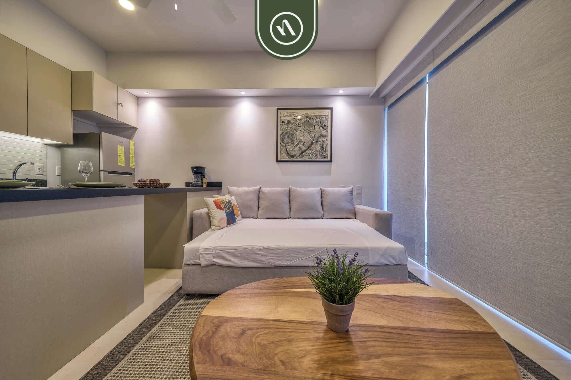 Departamento, 1 cama matrimonial y sofá cama, cocina, vista al campo de golf (Altamar 413) | Interior