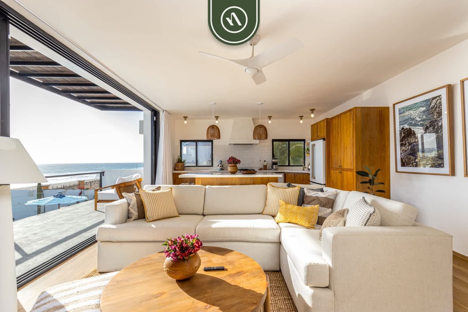 Villa, Multiple Beds, Pool Access, Ocean View (Casa Blanca Sur) | Living area | 42-inch flat-screen TV with digital channels, fireplace