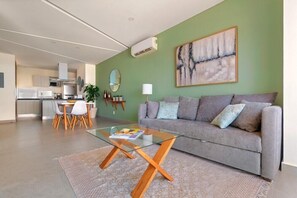 Condo, 1 King Bed with Sofa bed, Pool Access, Beach View (505 Torre Ambar) | Living area - New 1 Br Unit 2 Min From Beach - Pool - King Bed (Puerto Vallarta)