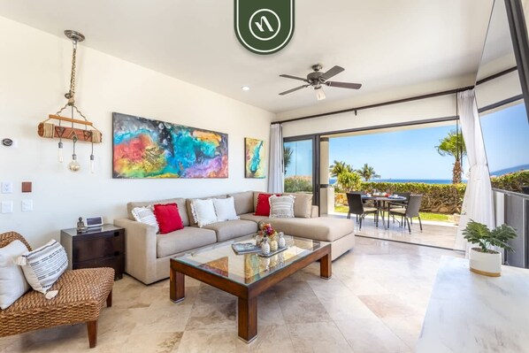 Apartment, Mehrere Betten, Terrasse, Meerblick (Alegranza 101) | Wohnbereich | 42-Zoll-Flachbildfernseher mit Digitalempfang