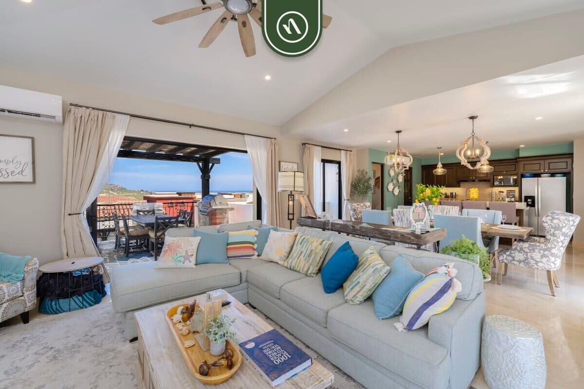 Townhome, Multiple Beds, Patio, Ocean View (Copala 71) | Living area | 42-inch flat-screen TV with digital channels, fireplace