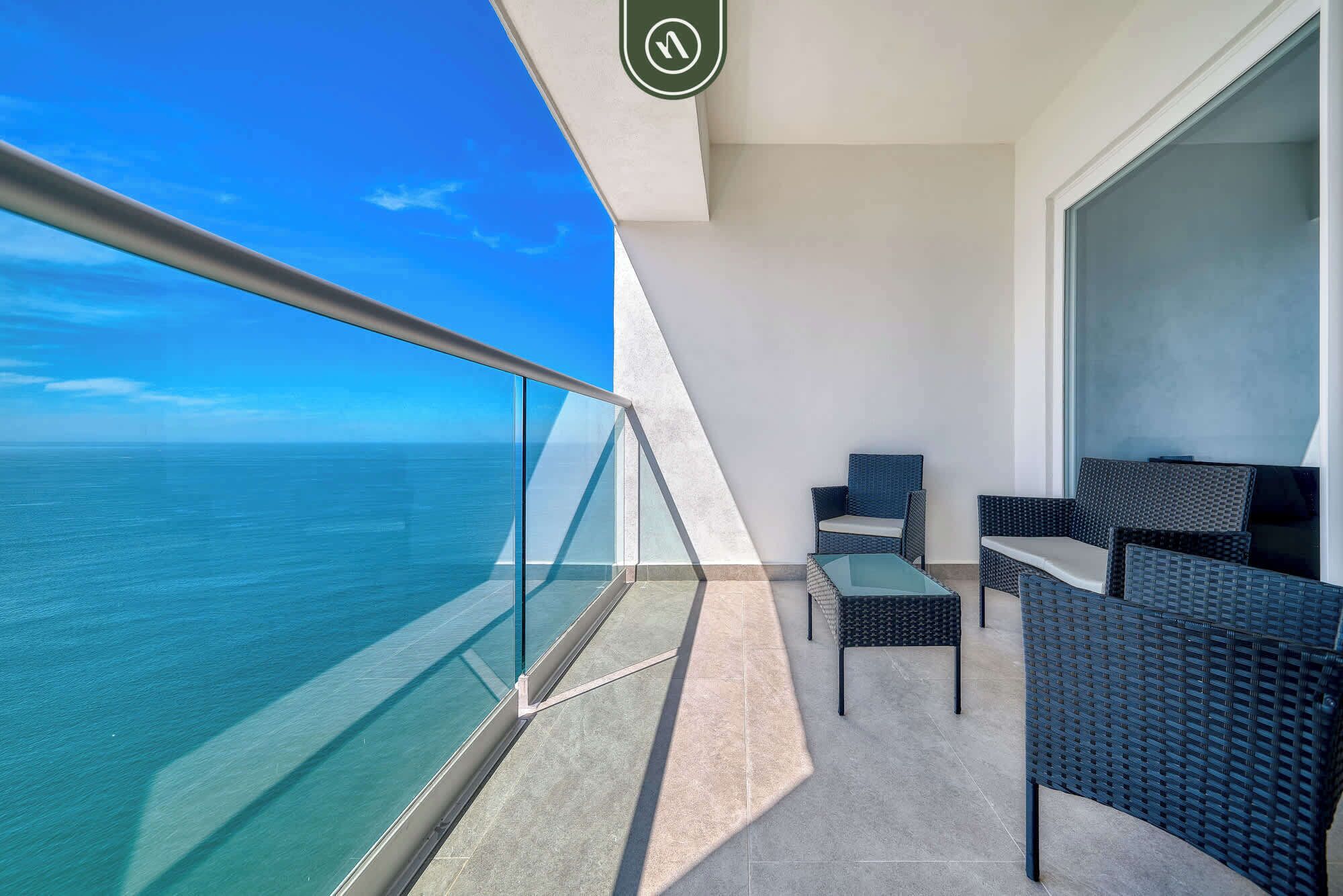 Departamento, 1 cama King size y sofá cama, cocina, vista al océano (Harbor 171 Torre Norte 2702) | Terraza o patio