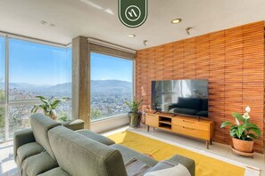 Condo, Multiple Beds, Balcony, City View (Condominio Olimpo A2) | Living area - 3 BR Condo - Panoramic Views - 5 Min to Downtown (Oaxaca)