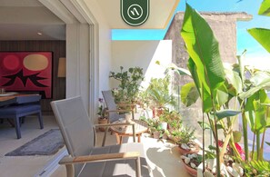 Apartment, 1 King Bed, Kitchen, Beach View (V Estrella - 104) | Terrace/patio - Stylish 1 BR Condo in Romatic Zone - Rooftop Pool (Puerto Vallarta)