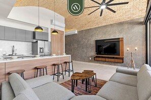 Living area - Restored Historic 2 BR Condo in Downtown - Pool (Puerto Vallarta)