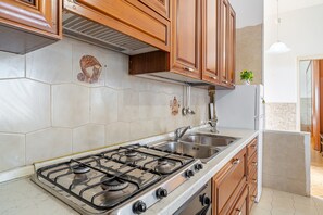 Fridge, oven, stovetop, coffee/tea maker