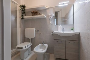 Apartment, 1 Double Bed | Bathroom | Shower, hair dryer, towels, soap