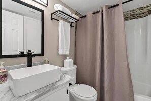 Shower, eco-friendly toiletries, hair dryer