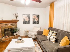 TV, fireplace, offices