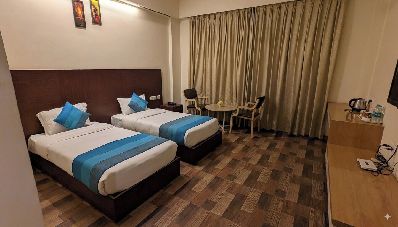 Deluxe Twin Room | Desk, laptop workspace, soundproofing, iron/ironing board