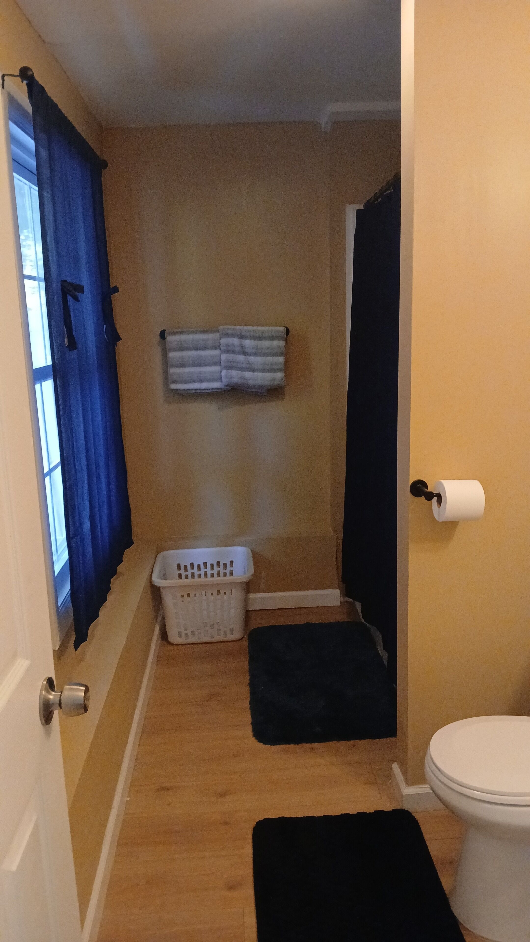 Hiustenkuivaaja, pyyhkeet, saippua, vessapaperi