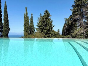 Pool - SeaForest Villa, Grand New in Stone, Spectacular Views, 2km from the Beach, (Corfu)