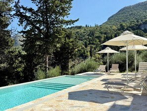 Pool - SeaForest Villa, Grand New in Stone, Spectacular Views, 2km from the Beach, (Corfu)
