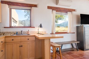 Fridge, microwave, coffee/tea maker, electric kettle