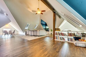 TV, books, video library