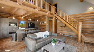 Una televisión, una chimenea