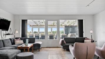 TV, fireplace, foosball, table tennis