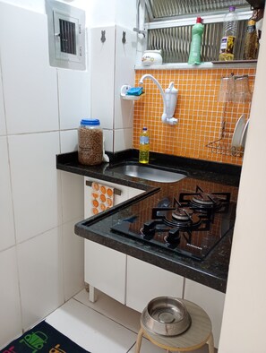 Microwave, stovetop, toaster, blender
