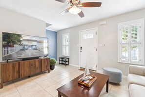 TV - Cape Escape: Beachside Townhome, Walk to Beach w/ Private Patio & Balcony 🌊 (Cape Canaveral)