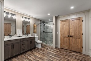 Shower, jetted tub